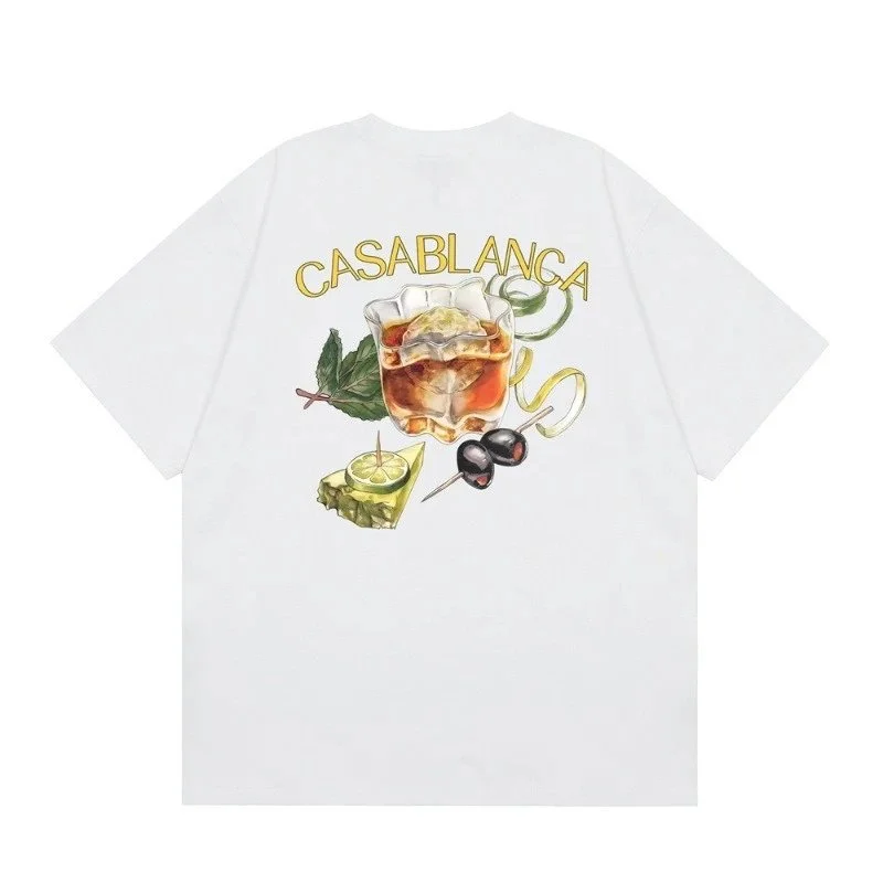 Other White Casablanca T-Shirt with Beverage Print White - 1