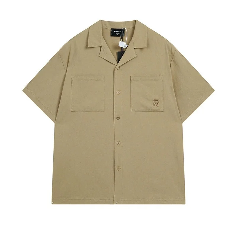 Represent Represent Owners Club 'R' Logo Khaki Short-Sleeve Shirt Beige - 1