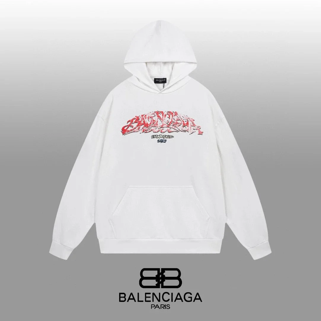Balenciaga Balenciaga White Graffiti Hoodie White - 1