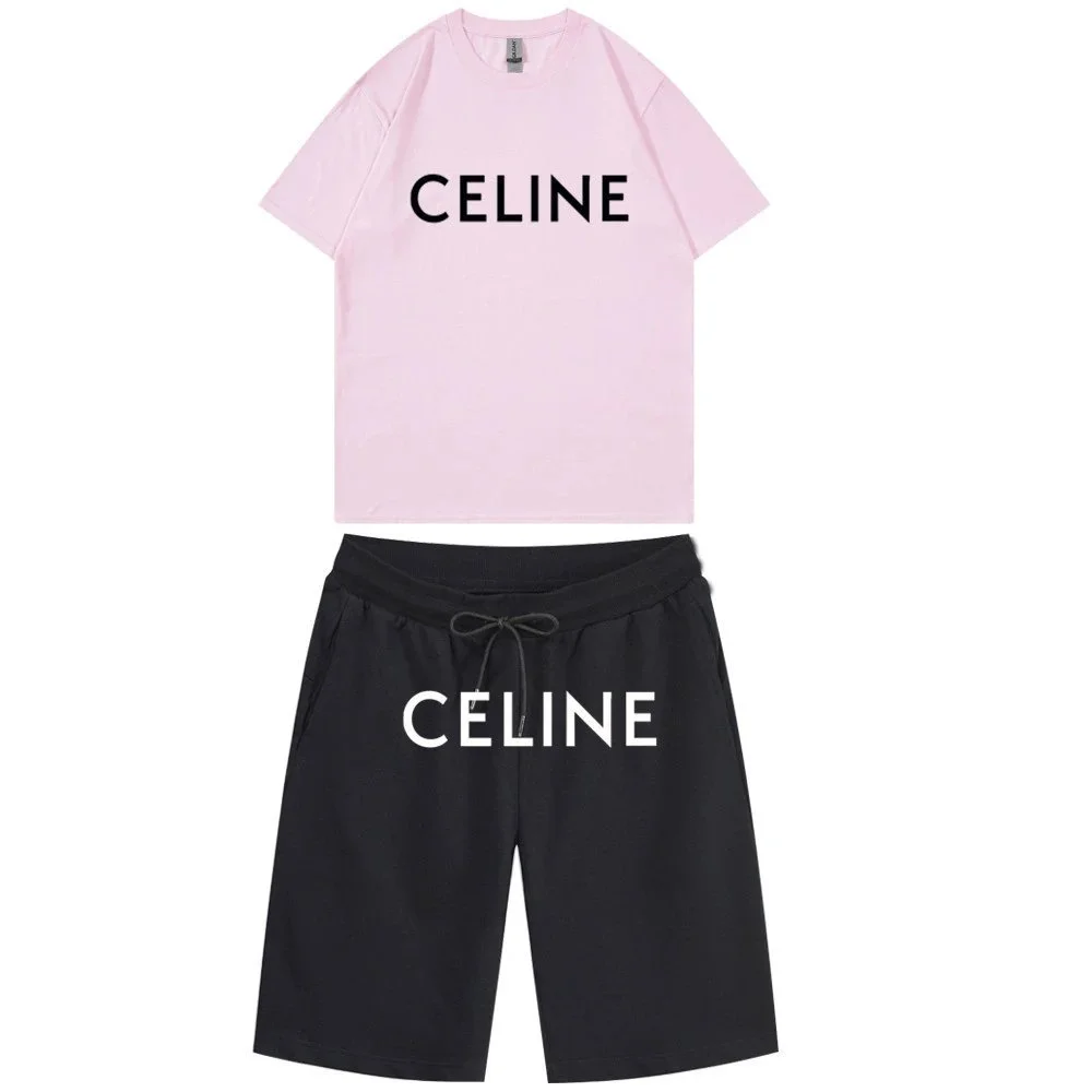 Celine Celine Classic Logo Pink/Black Co-ord Set Pink