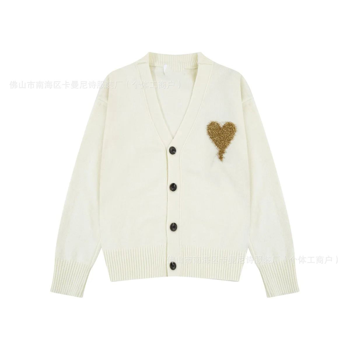 Other White Gold Heart Cardigan Sweater White - 1