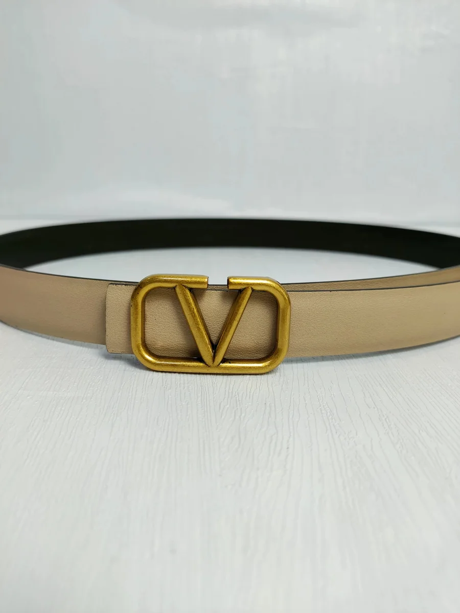 Valentino Valentino V Logo Belt Beige/Gold Accessories Beige - 1