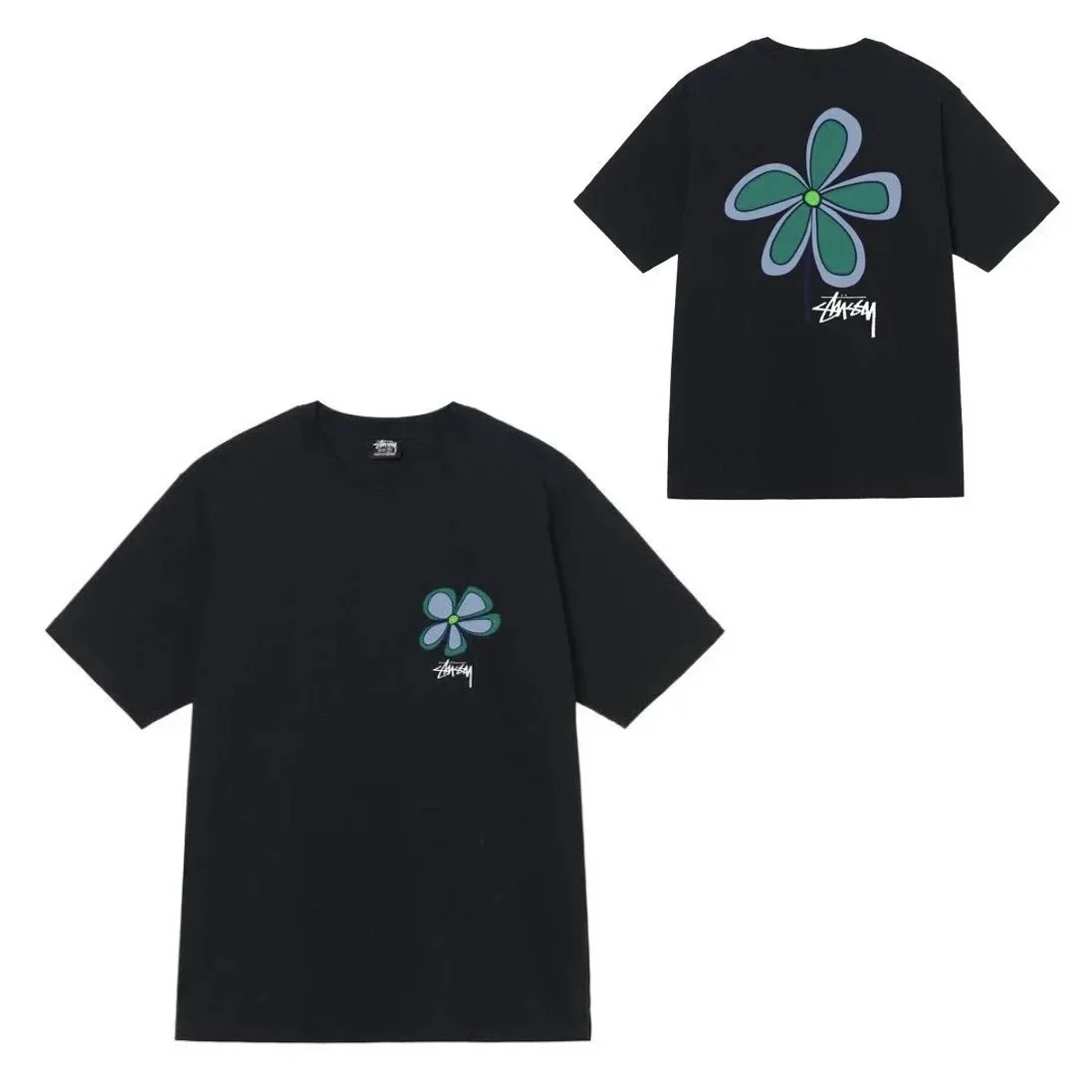 Stussy Stussy STX-023 Flower Print T-Shirt Black Casual Black - 1