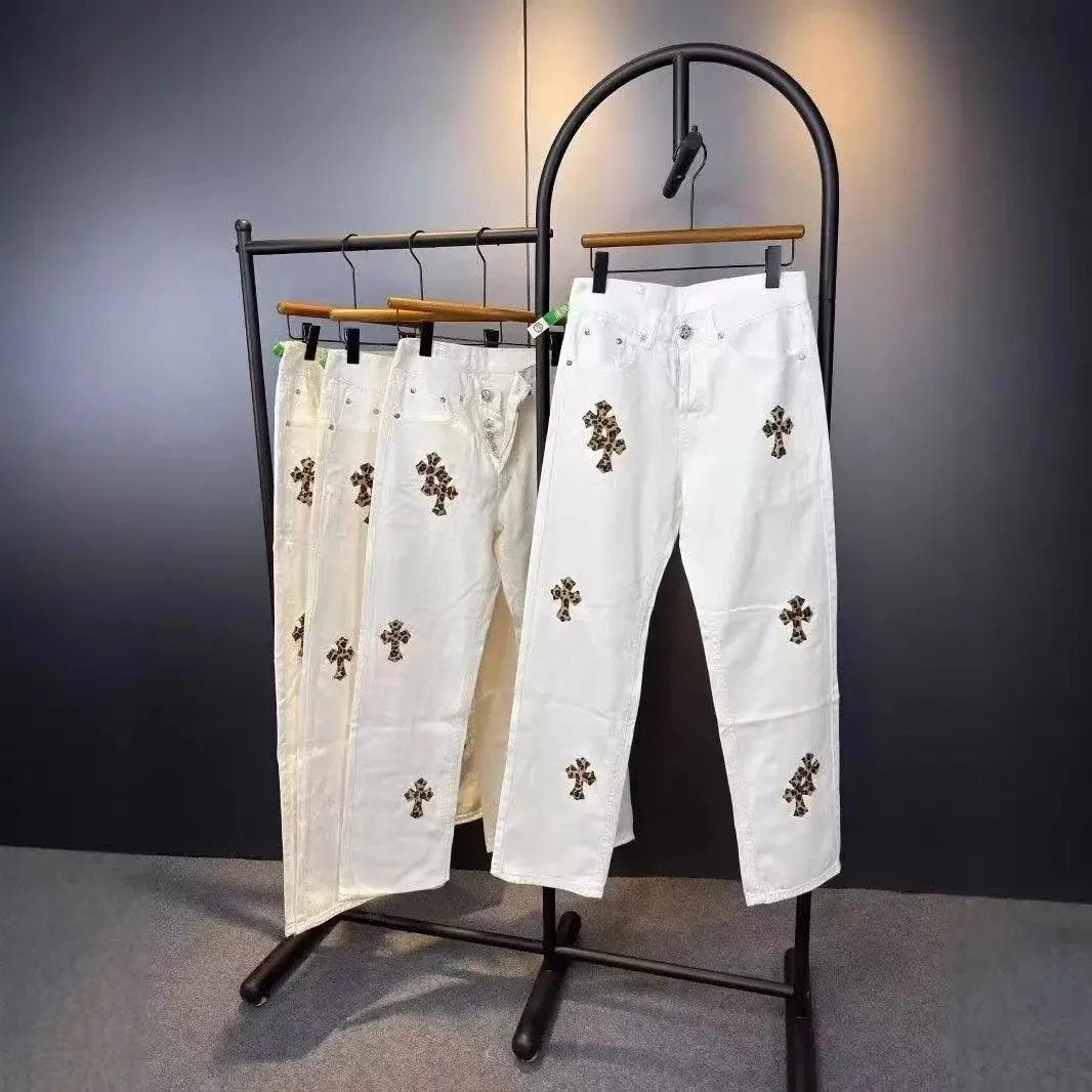 Chrome Hearts Chrome Hearts White Cross Embroidered Jeans White - 1