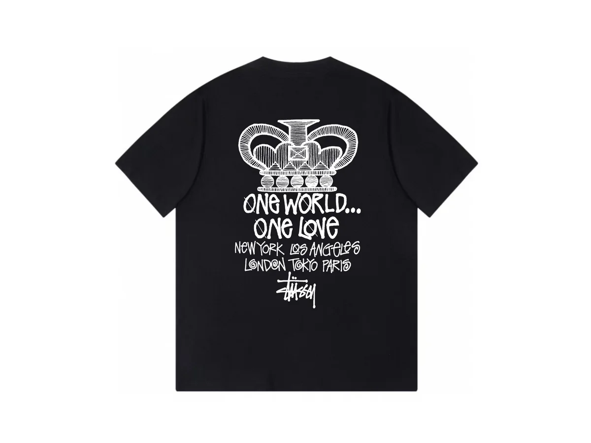 Stussy Stussy One World One Love Crown T-Shirt Black Black - 1