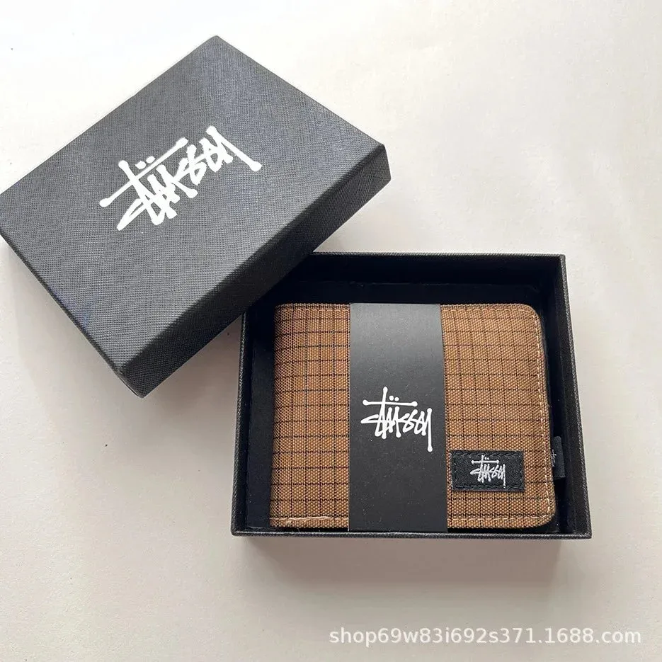 Stussy Stussy Grid Check Brown Wallet with Box Brown - 1