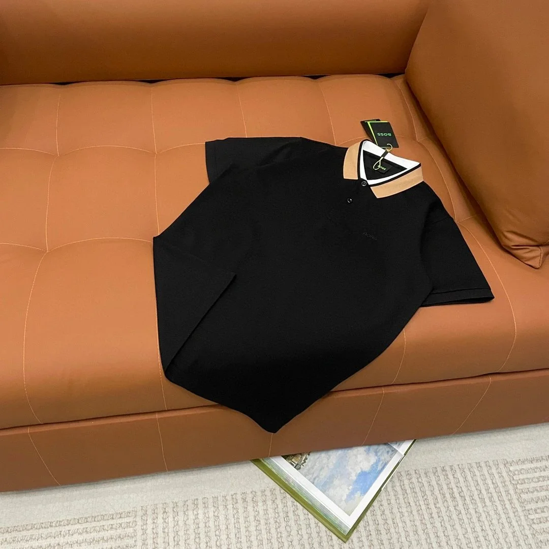 Hugo Boss Hugo Boss Black Polo Shirt with Beige Collar Black - 1