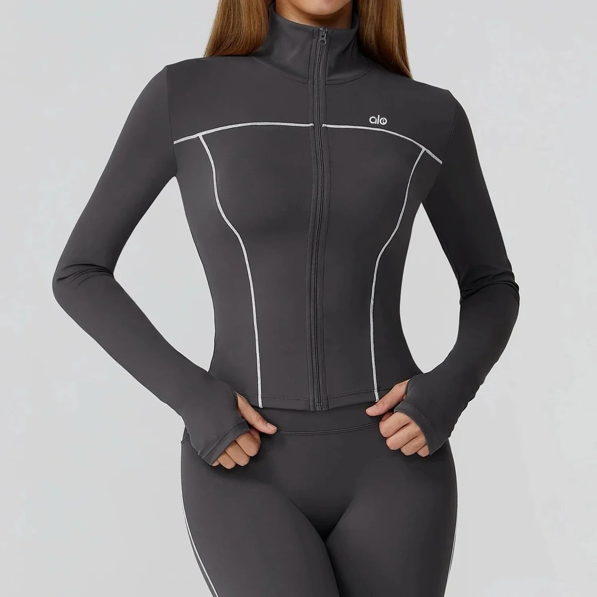 Other Alo Yoga Fitted Jacket Volcanic Grey Tops Grey - 1