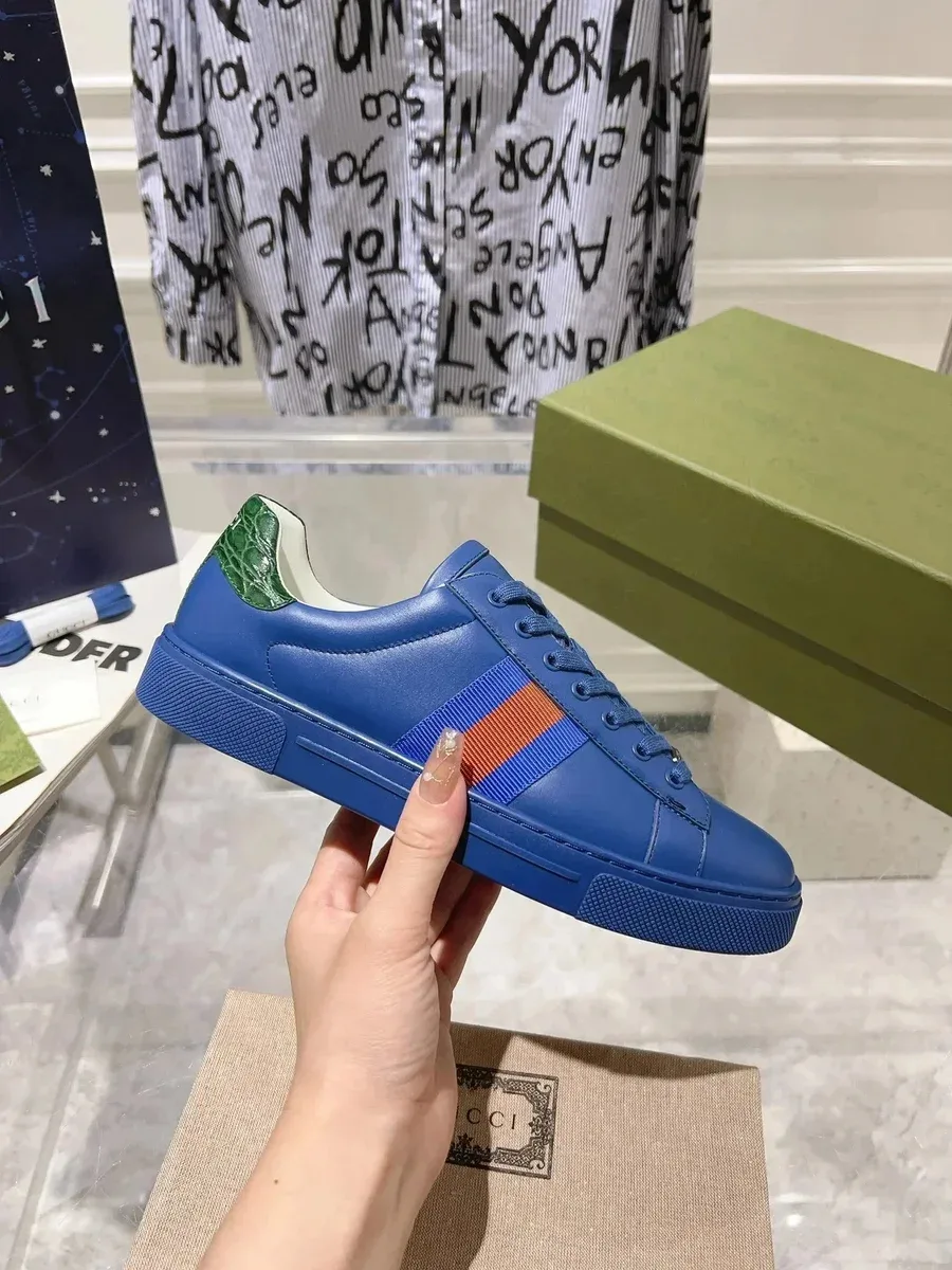 Gucci Gucci Ace Blue Web Stripe Sneakers Blue