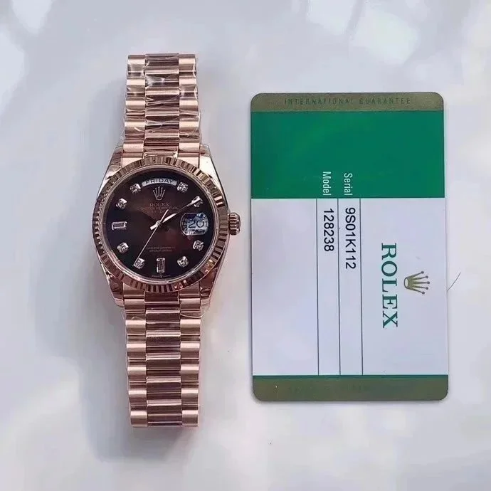 Rolex Rolex Day-Date Rose Gold Black Dial Watch Gold - 1