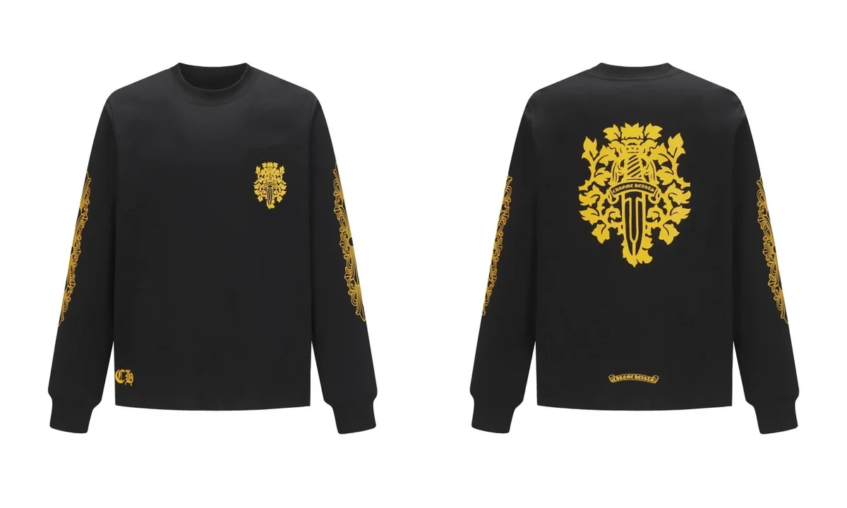 Chrome Hearts Chrome Hearts Black Gold Crest Long Sleeve T-Shirt Black - 1