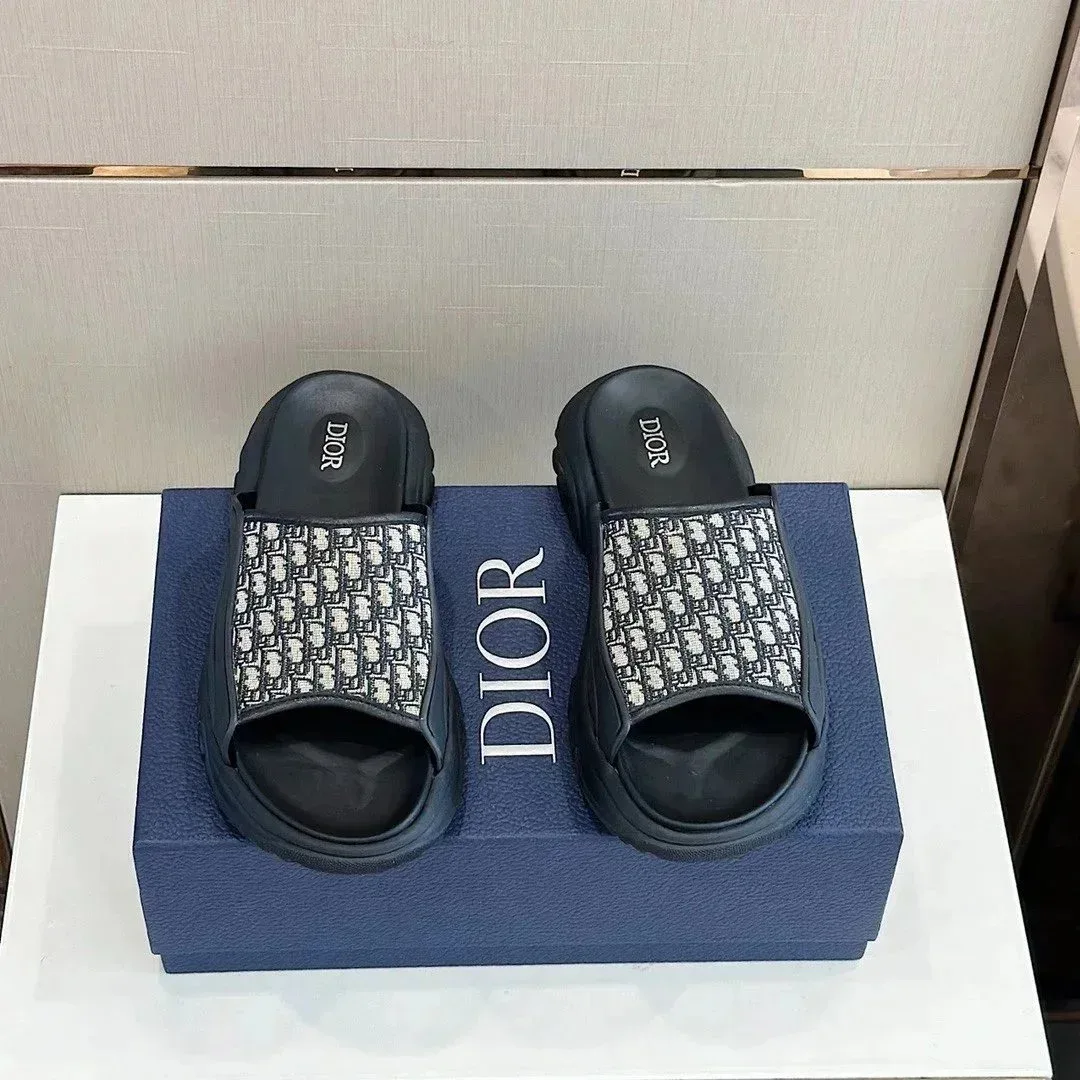 Dior Dior Oblique Black/White Slides Black