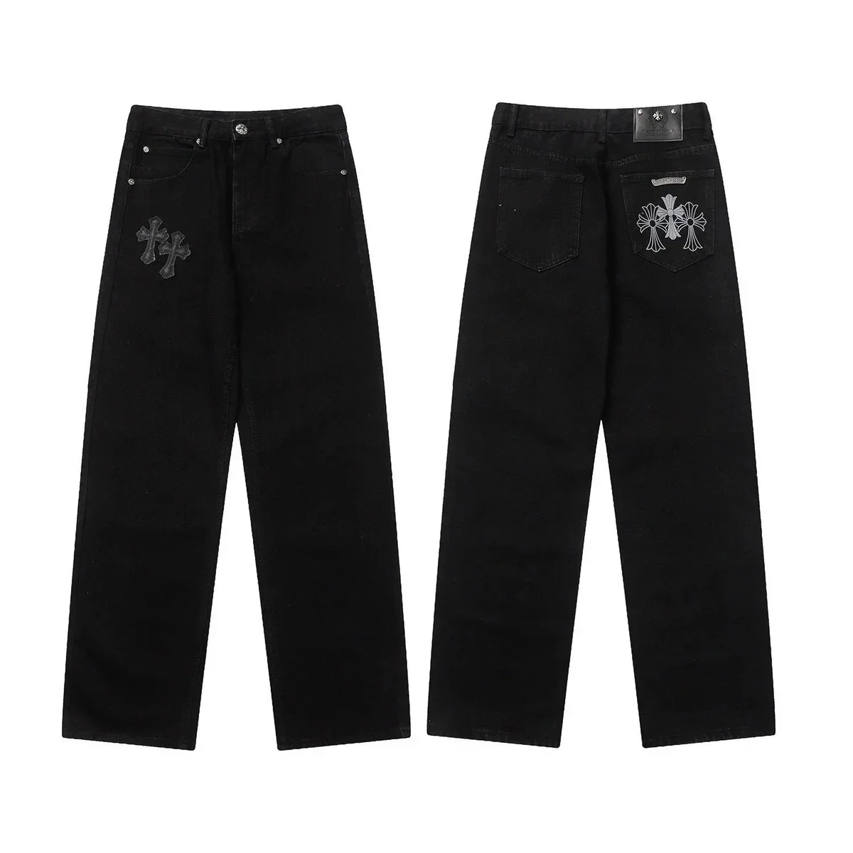 Chrome Hearts Chrome Hearts Cross Embroidered Black Jeans Black - 1
