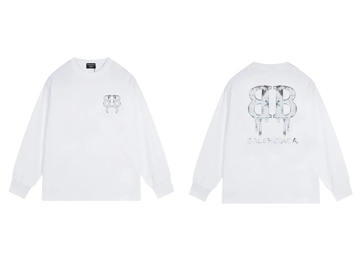 Balenciaga Balenciaga White BB Logo Long Sleeve T-Shirt White - 1