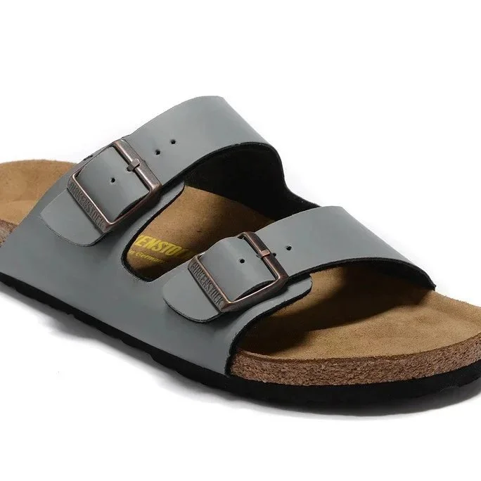 Birkenstock Birkenstock Arizona Grey Leather Sandals Grey - 1