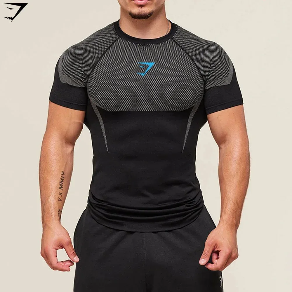 Other Athletic Compression T-Shirt Grey Mesh - Black Logo Black - 1