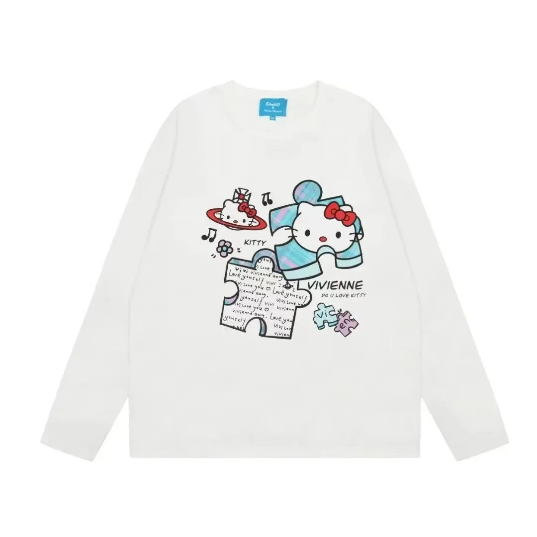 Vivienne Westwood Vivienne Westwood Hello Kitty Puzzle Print Long Sleeve T-Shirt White - 1