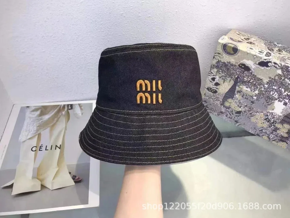 Miu Miu Miu Miu Denim Black Bucket Hat Black