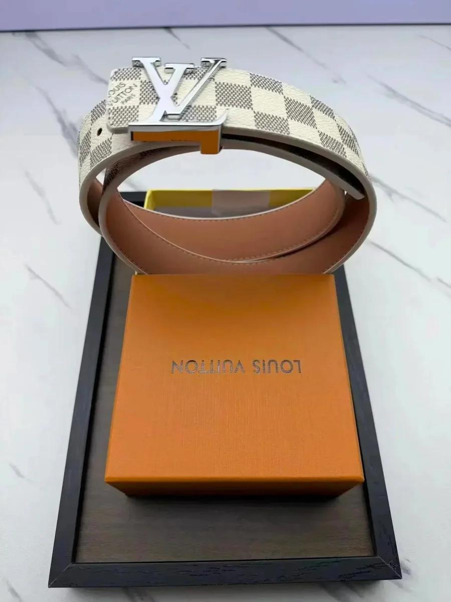 Louis Vuitton Louis Vuitton Damier Ebene Belt Brown/White Beige