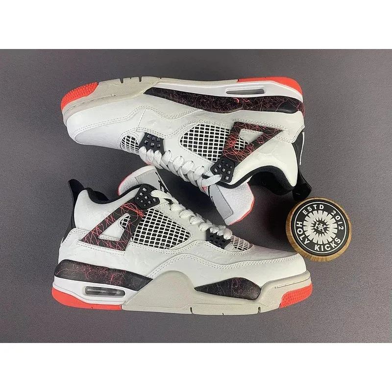 Jordan Jordan Air Jordan 4 White/Black Red Crackle Sneakers White