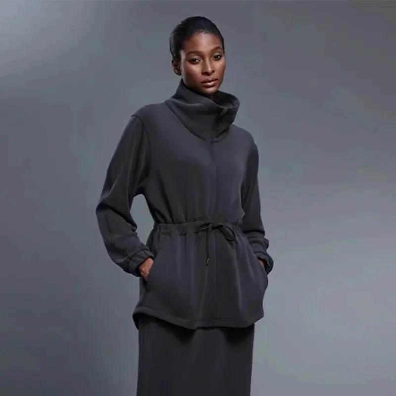 Other Unisex Black Drawstring Waist Jacket & Skirt Set Black - 1