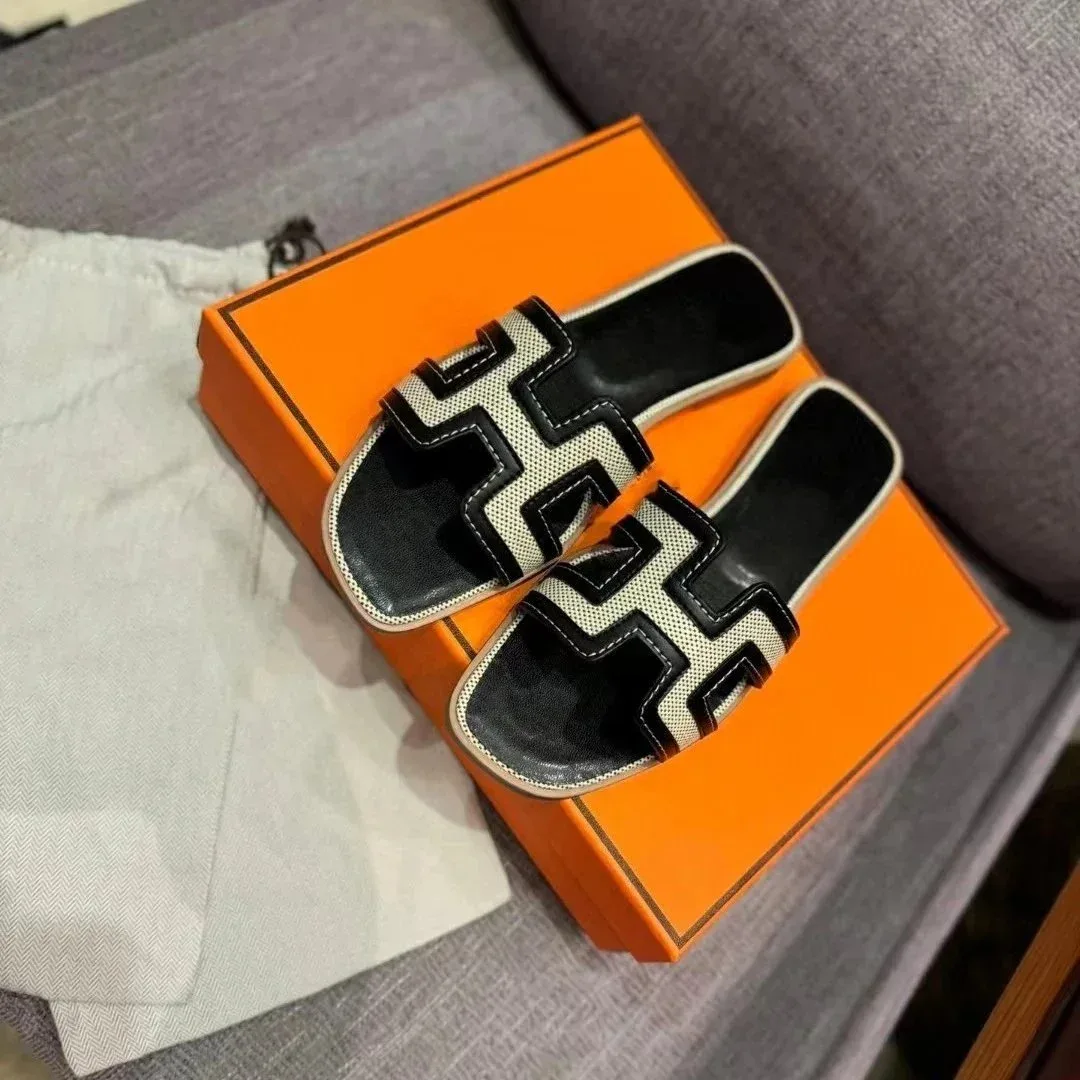 Hermès Birkin Black & White Leather Sandals