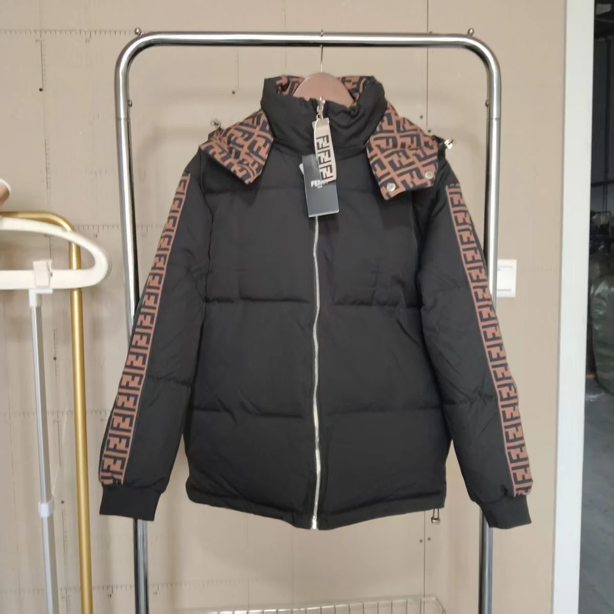 Fendi Fendi Iconic Black/Brown Monogram Puffer Jacket Black
