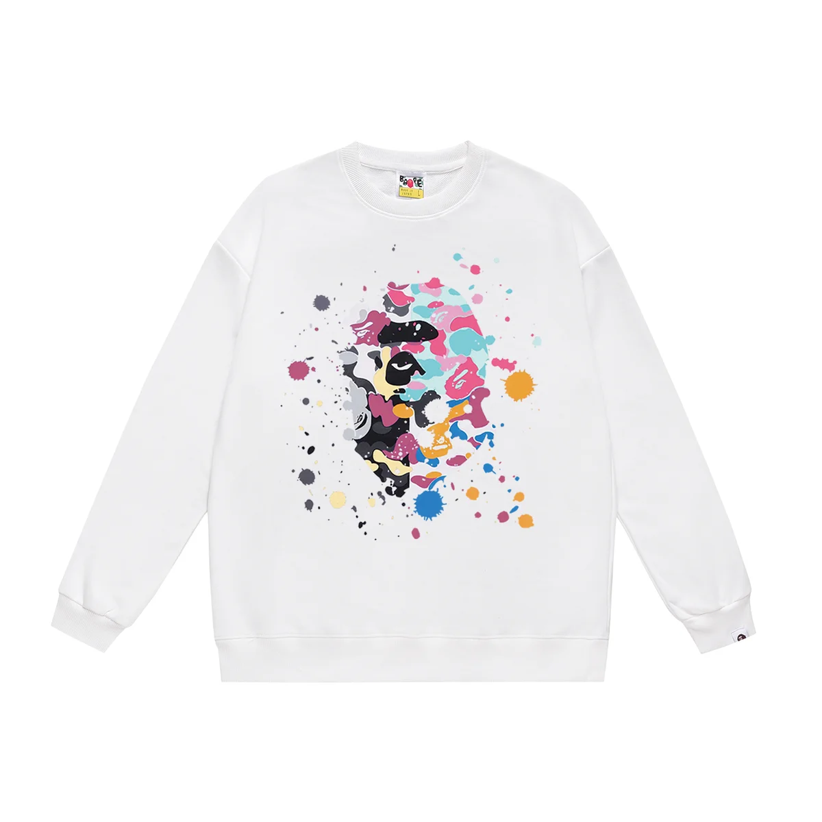 A Bathing Ape A Bathing Ape BAPE STA Colorful Print Crewneck Sweatshirt White - 1