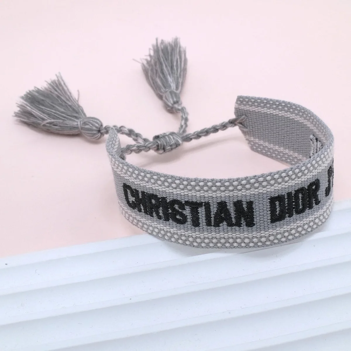 Dior Christian Dior Grey Embroidered Bracelet Grey - 1