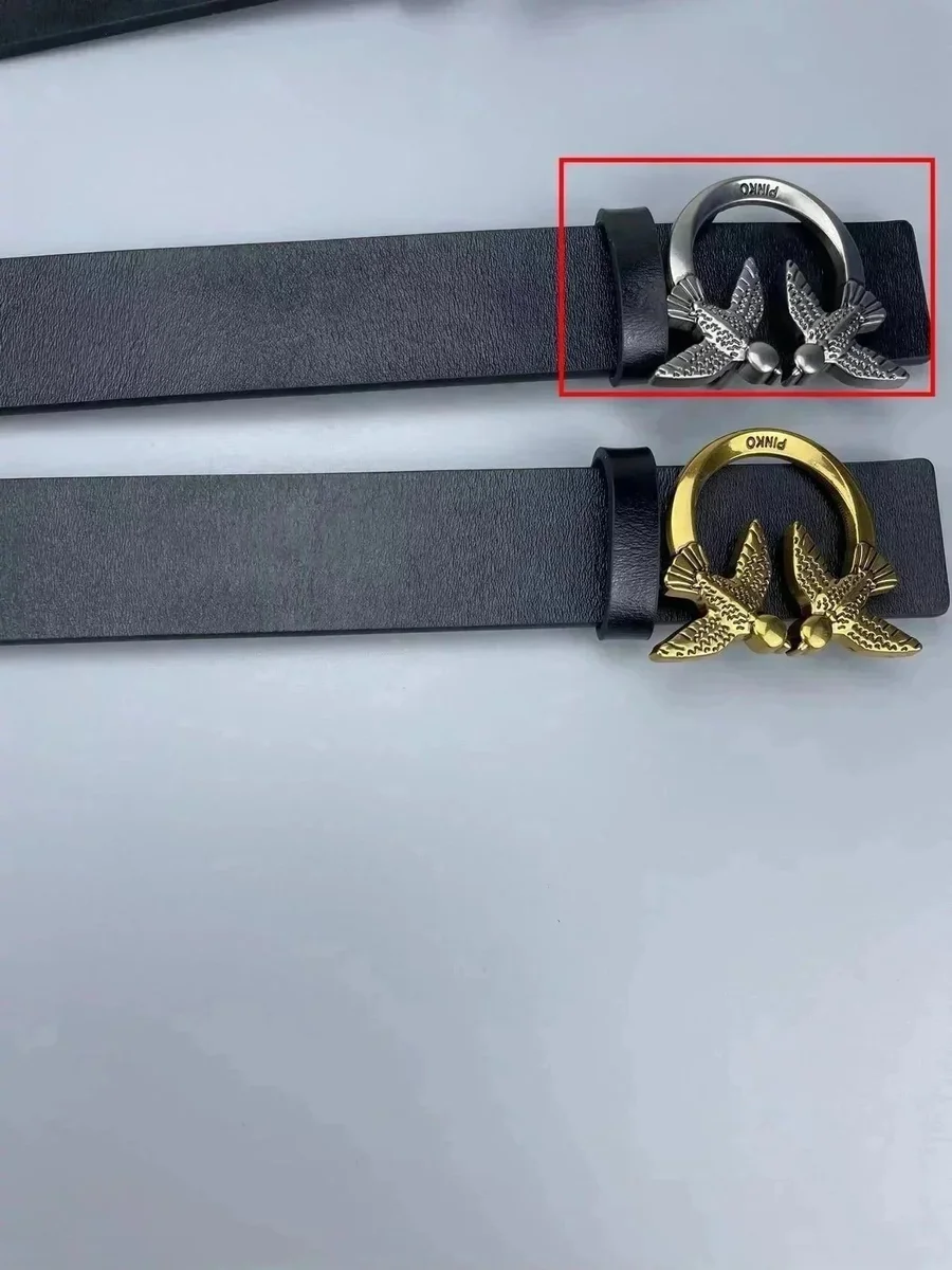 Pinko Pinko Bird Buckle Belt Black Leather Belt Black - 1