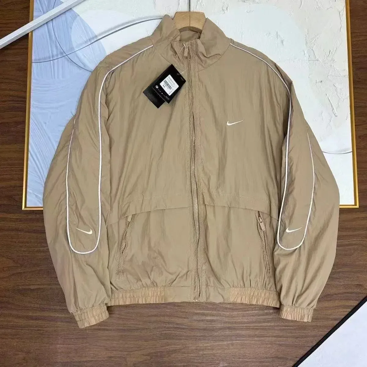 Nike Nike Reflective Stripe Khaki Track Jacket Beige