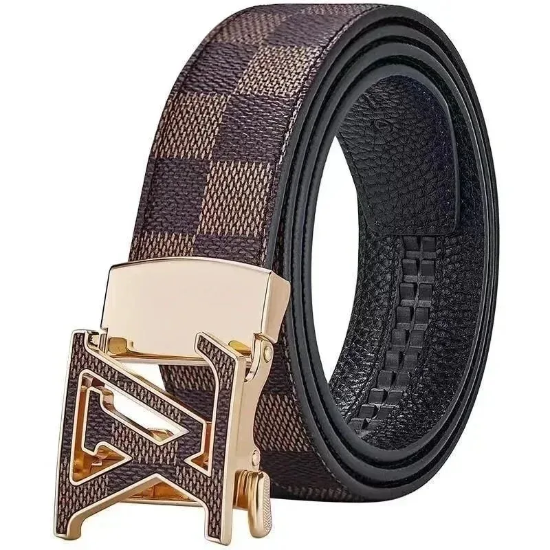 Yohji Yamamoto Y-3 Brown Checkered Belt with Gold Buckle Brown - 1