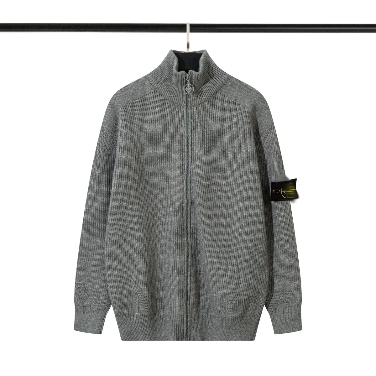 Stone Island Stone Island Zip-Up Knit Sweater Grey 908 Grey