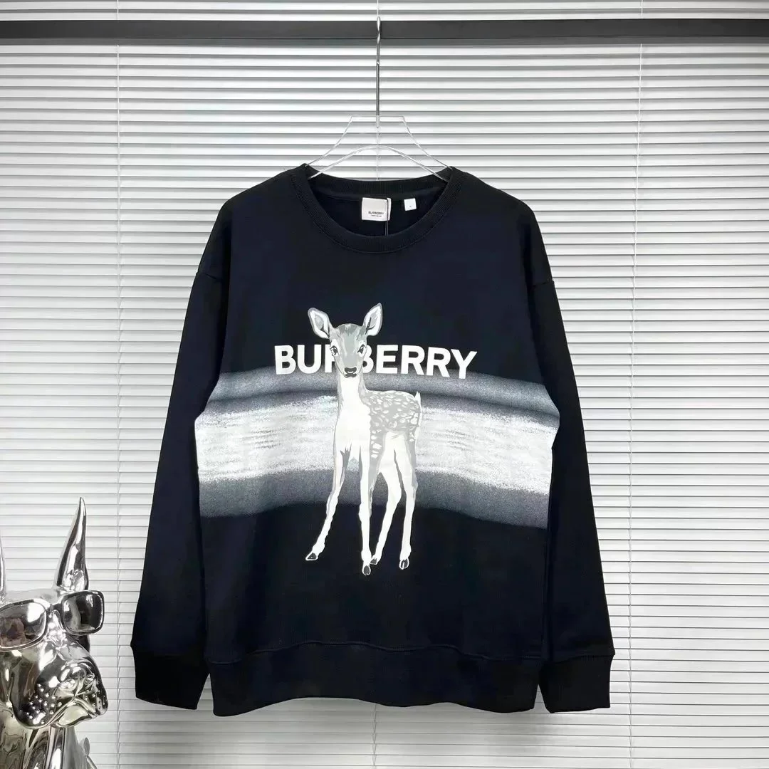 Burberry Burberry B-2 Black Deer Print Sweatshirt Black - 1