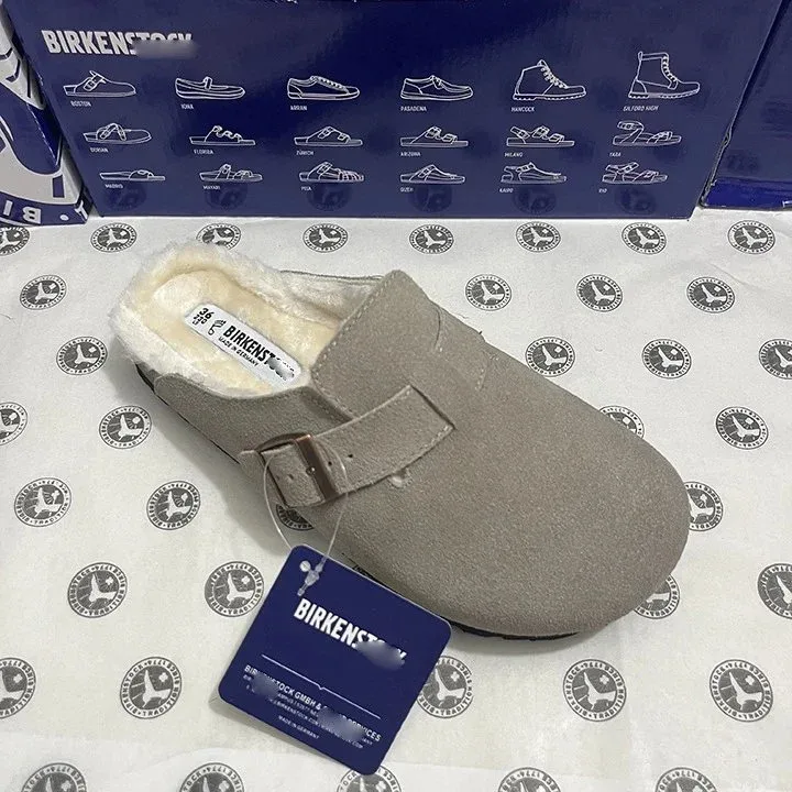 Birkenstock Birkenstock Arizona Taupe Fur Lined Clogs Brown - 1