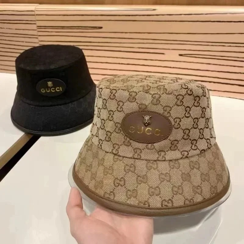Gucci Gucci GG Monogram Bucket Hat Beige & Black Headwear Beige - 1