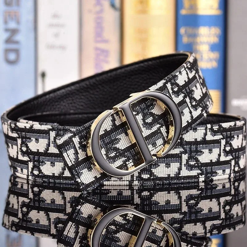 Dior Dior Dior Oblique Black/White with Gold Buckle Belt Black