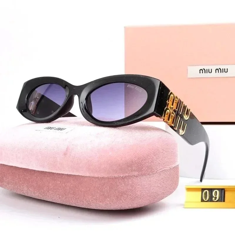 Miu Miu Miu Miu Black Gold Logo Sunglasses Black - 1