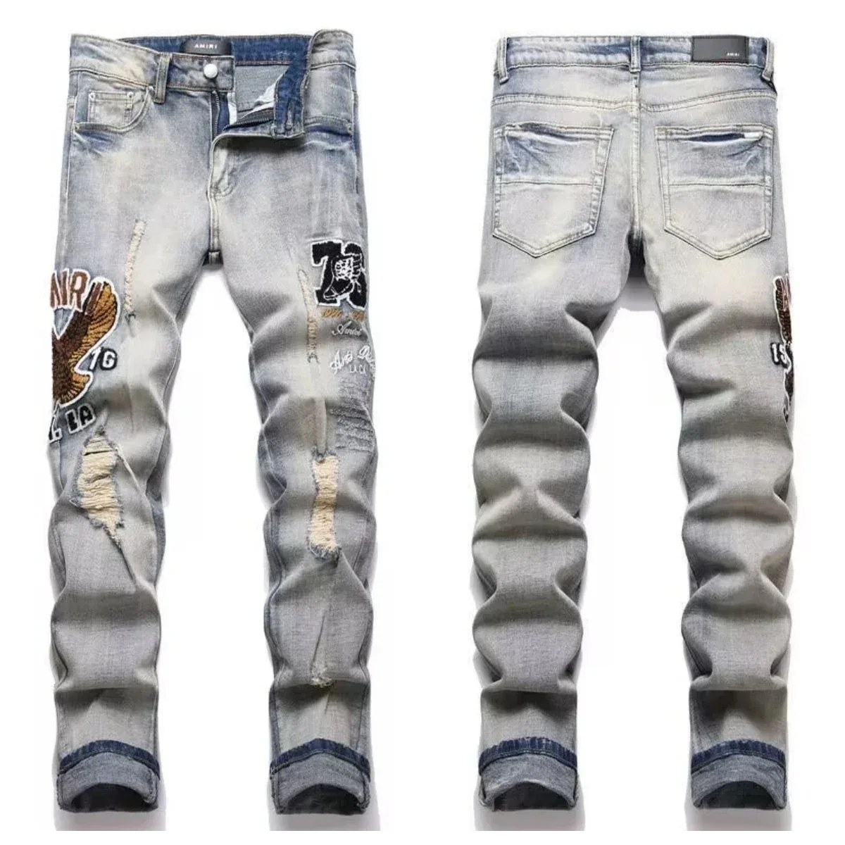 Amiri Amiri AMIRI Distressed Light Blue Jeans Blue - 1