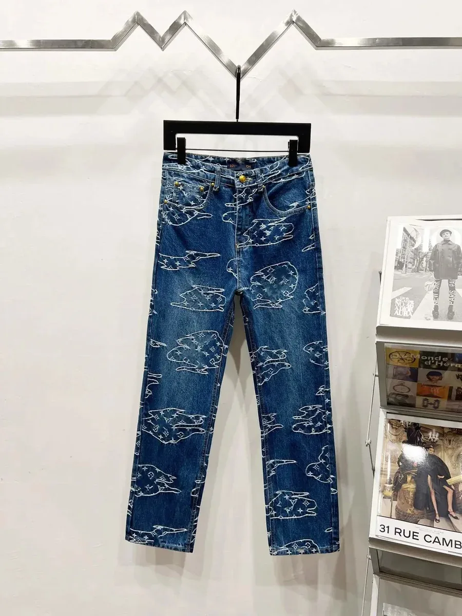 Louis Vuitton Louis Vuitton Blue Rabbit Print Jeans Blue