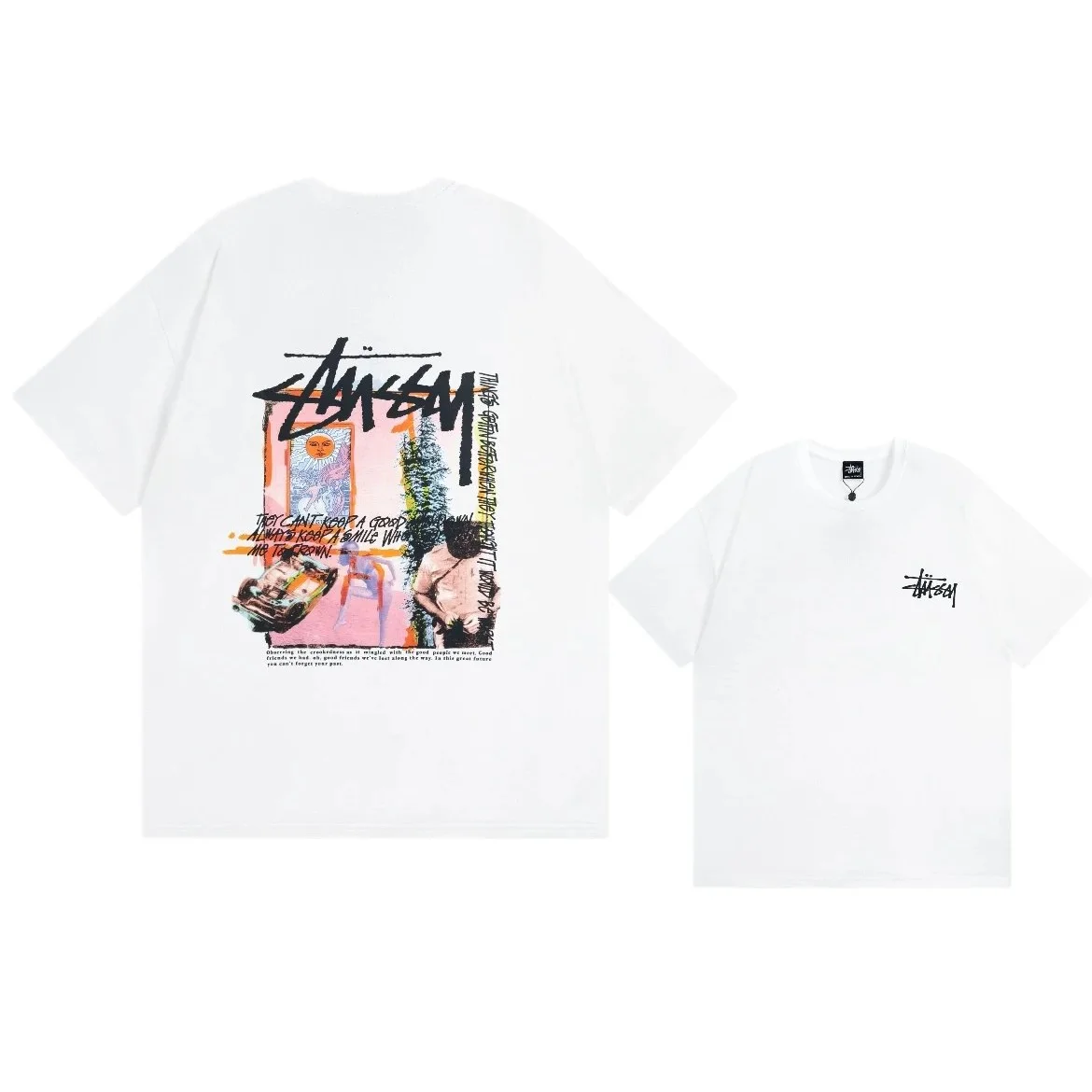 Stussy Stussy Stüssy White Graphic T-Shirt White - 1