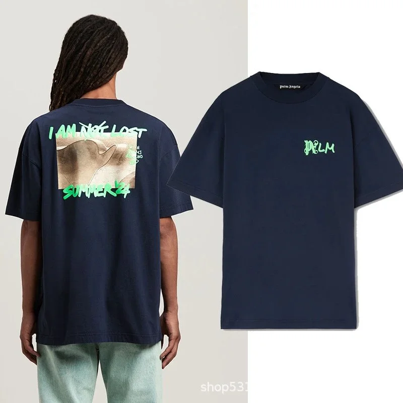 Palm Angels Palm Angels I AM NOT LOST Summer '24 T-Shirt Navy Blue Navy - 1