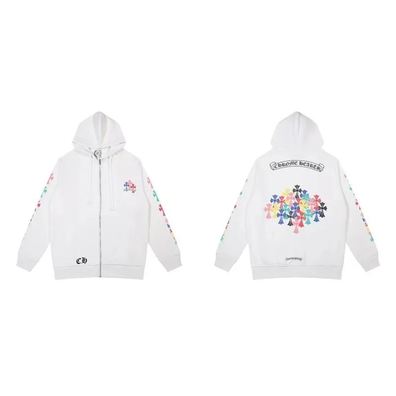Chrome Hearts Chrome Hearts CH Cross White Hoodie with Colorful Cross Print White - 1