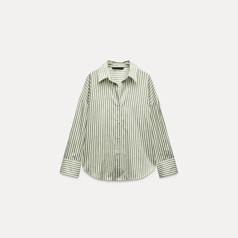 Other Striped Light Green Button-Up Shirt Green - 1