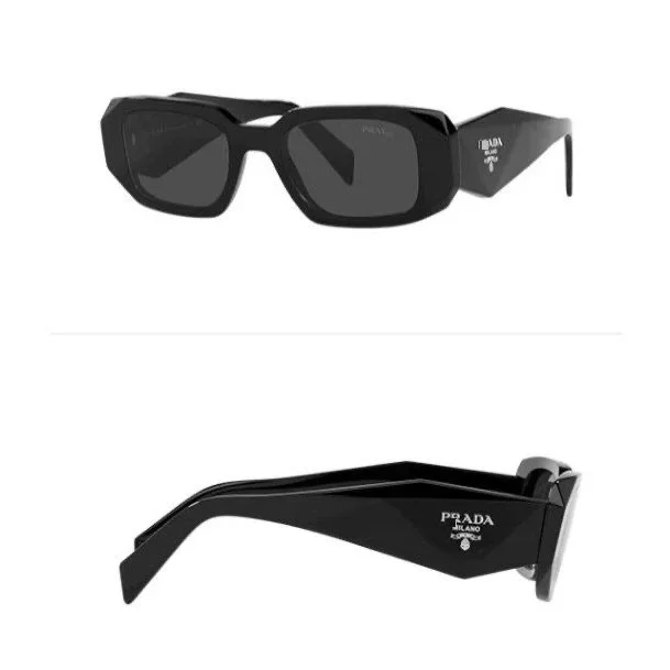 Prada Prada Triangle Logo Black Geometric Frame Sunglasses Black