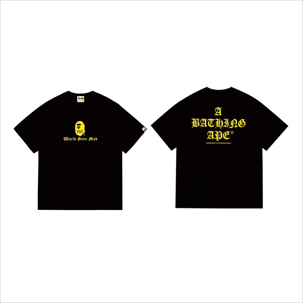 A Bathing Ape BAPE World Gone Mad Black T-Shirt Black - 1