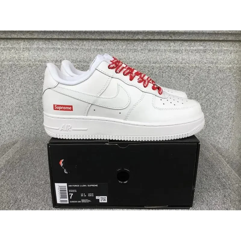 Nike Nike Air Force 1 Supreme White/Red Sneakers White - 1