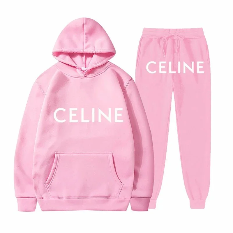 Celine Celine Pink Logo Hoodie & Pants Set Pink - 1