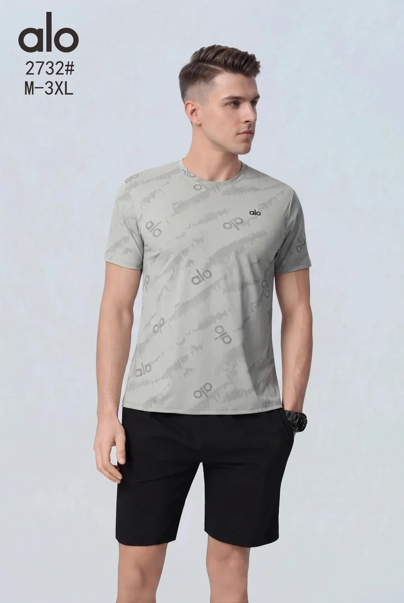 Alo Yoga Alo 2732# Grey Graphic T-Shirt Men's Grey - 1
