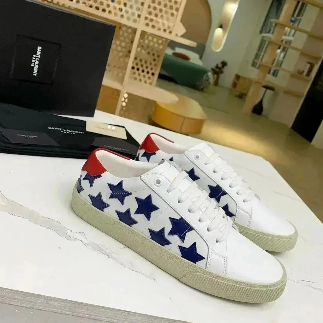 Saint Laurent Saint Laurent White/Blue/Red Stars Sneakers White